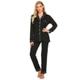 thumbnail image 1 of Ekouaer Womens Pajamas Set 2 Piece Button Down Sleepwear Soft Long Sleeve Top and Pants Pjs Lounge Sets Black, 1 of 7