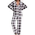 thumbnail image 1 of Ekouaer Womens Pajamas Set 2 Piece Button Down Pjs Soft Long Sleeve Top and Pants Sleepwear Set Lounge Sets Blue Black Plaid, 1 of 5