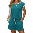 thumbnail image 1 of Ekouaer Womens Pajamas Set 2 Piece Short Sleeves PJs O Neck Tops and Drawstring Waist Shorts Soft Lounge Set, 1 of 7