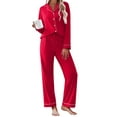 thumbnail image 1 of Ekouaer Womens Pajamas Set Cotton Long Sleeve Button Down Sleepwear Top and Long Pants Set Soft 2 Piece Pjs Lounge Set, 1 of 6