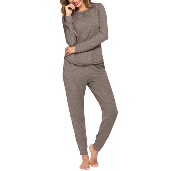 Ekouaer Womens Pajamas Set Long Sleeve Loungewear Soft Lounge Set Joggers with Pockets