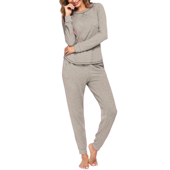 Ekouaer Womens Pajamas Set Long Sleeve Loungewear Soft Lounge Set Joggers with Pockets