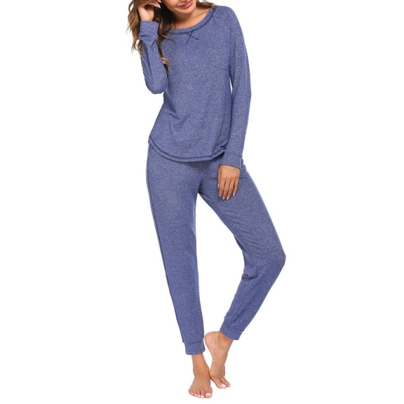 Ekouaer Womens Pajamas Set Long Sleeve Loungewear Soft Lounge Set Joggers with Pockets
