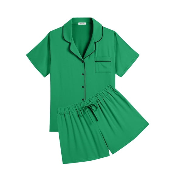 Ekouaer Womens Pajamas Set Soft Classic Notch Collar Bride Pjs Comfy Short Sleeve Sleepwear Loungewear