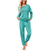 Ekouaer Womens Pajamas Sets Long Sleeve Soft Sleepwear 2 Piece Velvet Pjs Lounge Sets with Pockets