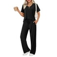 thumbnail image 1 of Ekouaer Lounge Sets for Women Ribbed Pajama Set Short Sleeve Top and Long Pants Set with Pockets Sleep Set, 1 of 7