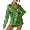 thumbnail image 1 of Ekouaer Womens Satin Pajama Sets Long Sleeve Top and Shorts Lounge Set Button Down Sleepwear, 1 of 6