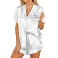 thumbnail image 1 of Ekouaer Womens Satin Pajamas Set Button Down 2 Piece Silk Pjs Shorts Set Ruffle Lingerie Notch Collar Sleepwear, 1 of 6
