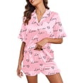 thumbnail image 1 of Ekouaer Womens Satin Pajamas Set Button Down Silk 2 Piece Pj Sets Ruffled Short Sleeve Sleepwear, 1 of 6
