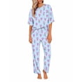 thumbnail image 1 of Ekouaer Womens Satin Silky Pajama Set Short Sleeve Shirt with Long Pajama Pant Set Soft PJ Loungewear, 1 of 6