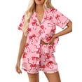 thumbnail image 1 of Ekouaer Womens Silk Pajama Sets Button Up Satin Pjs Short Sleeve 2 Piece Pj Sets Cute Lounge Sets with Chest Pocket, 1 of 6