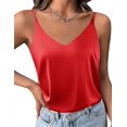 thumbnail image 1 of Ekouaer Womens Silk Satin Camisole V-Neck Spaghetti Strap Sleeveless Top with Cross Back Design, 1 of 6