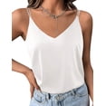 thumbnail image 1 of Ekouaer Womens Silk Satin Camisole V-Neck Spaghetti Strap Sleeveless Top with Cross Back Design, 1 of 6
