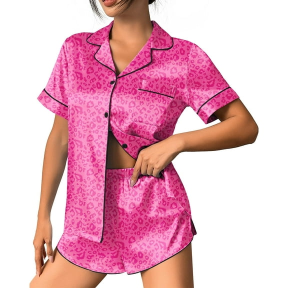 Ekouaer Womens Pajama Set Print Short Sleeve Sleepwear Button Down Pjs Shorts Set Loungewear