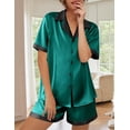 thumbnail image 1 of Ekouaer Womens Silk Satin Pajama Set Short Sleeve PJs 2 Piece Button Down Top and Shorts Soft Sleepwear, 1 of 5