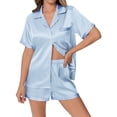 thumbnail image 1 of Ekouaer Womens Silk Satin Pajamas Set Animals Print Pjs Button Down Short Sleeve Lounge Set 2 Piece Sleepwear, 1 of 6