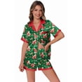 thumbnail image 1 of Ekouaer Womens Silk Satin Pajamas Set Animals Print Pjs Button Down Short Sleeve Lounge Set 2 Piece Sleepwear, 1 of 6