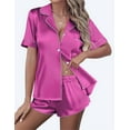 thumbnail image 1 of Ekouaer Womens Satin Sleep Set Short Sleeve Silk Style Nightwear Button Front Two Piece Lounge Shorts Outfit, 1 of 7