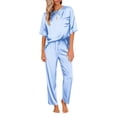 thumbnail image 1 of Ekouaer Womens Silk Satin Pajamas Set Two Piece Pj Sets Sleepwear Loungewear Short Sleeve Pj Sets, 1 of 5