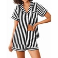 thumbnail image 1 of Ekouaer Womens Silk Satin Pajamas Sets 2 Piece Short Sleeve Sleepwear Button Down Top and Shorts Pjs Lounge Wear Sets TW107 XXL, 1 of 6