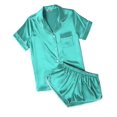 thumbnail image 1 of Ekouaer Womens Silk Satin Pajamas Short Sleeve Sleepwear Soft Button Down Loungewear 2 Piece PJS Shorts Set, 1 of 6