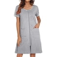 thumbnail image 1 of Ekouaer Women Zipper Front House Coat Short Sleeves Robe Zip Up Bathrobes Short Nightgown with Pockets, 1 of 6