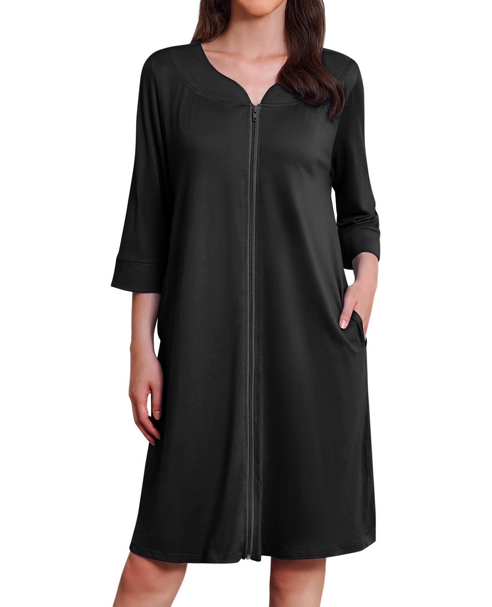 Ekouaer, Zipper Robes for Women, S-XXL, House Dress with Pockets ...