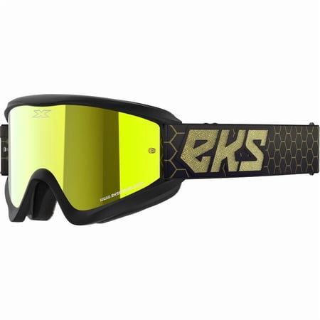 EKS Brand GOX Flat Out Mirror Goggles - Gold Lens OSFA Black/Gold Metallic