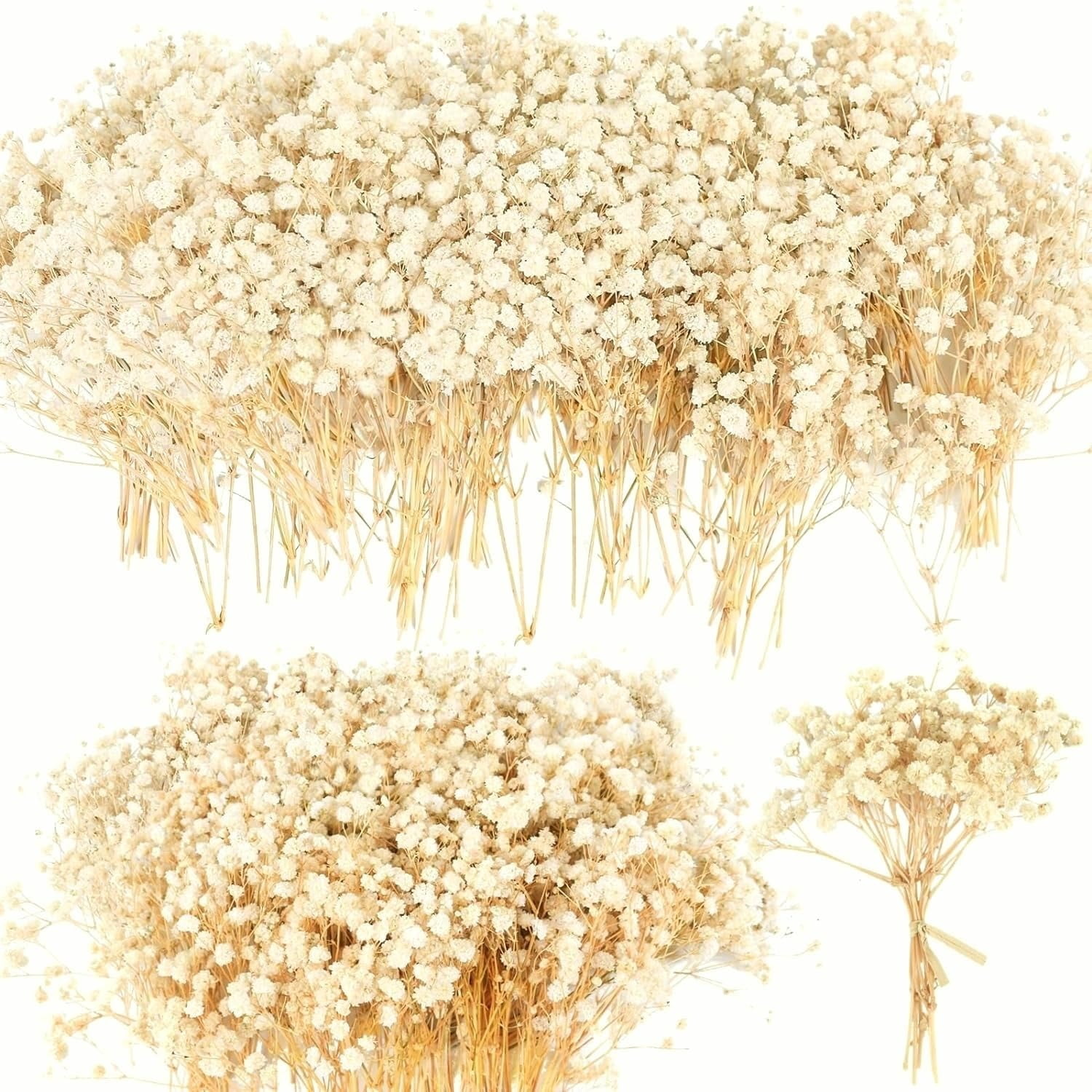 Ekuci Natural Dried Baby's Breath Flowers, Mini White Decor Bouquet, 90+ Pieces for Crafts, Wedding Dcor and Art