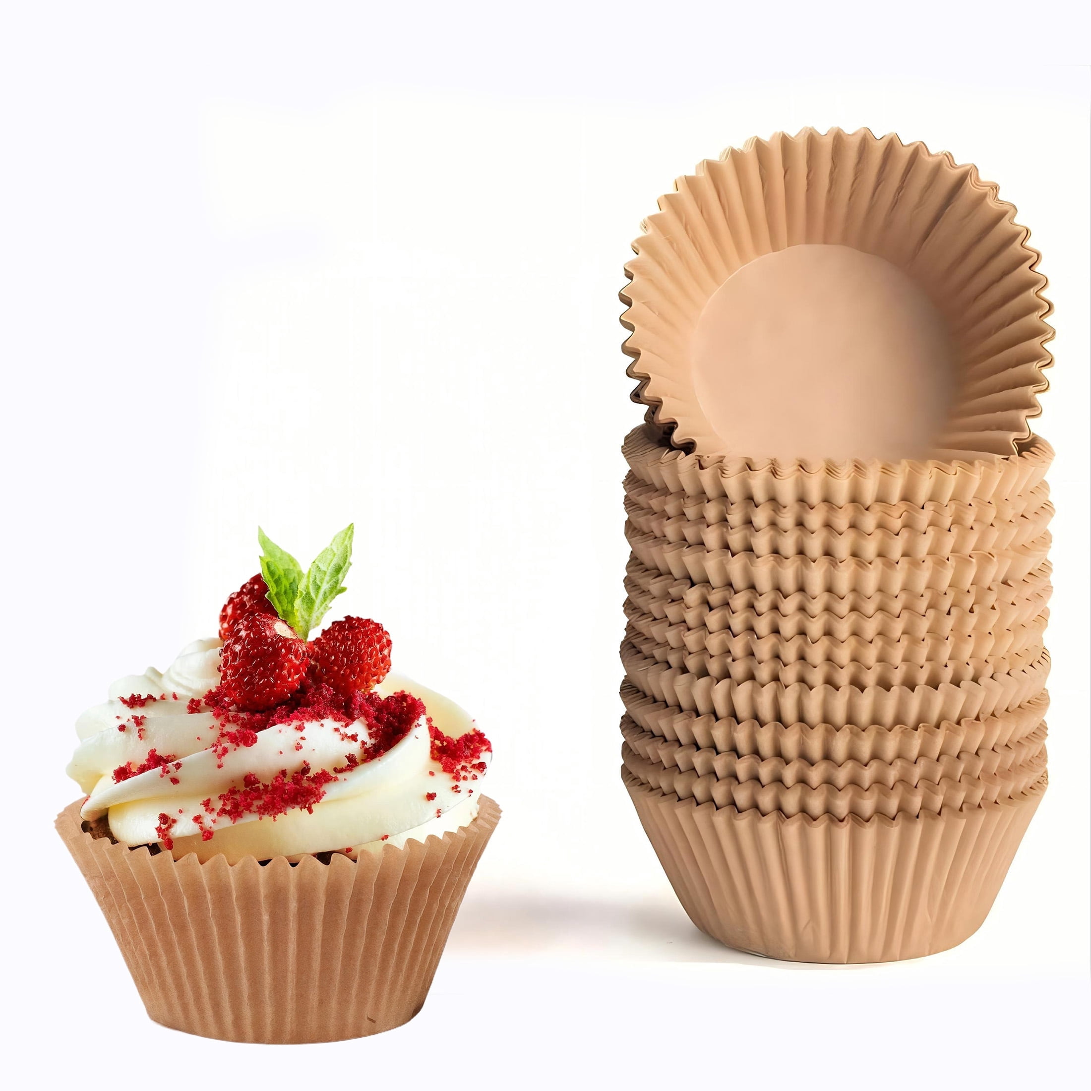 Countig Stick Ekuci Premium Unbleached Natural Brown Cupcake Liners, Non-Stick, 600 ...