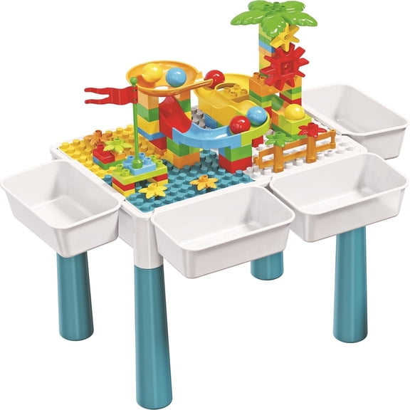 Ekuzi 13.5" Small Building Block Table Set & Chair with 85 Building Blocks
