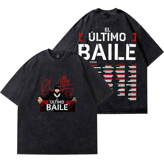 El Alfa El Ultimo Baile Tour Vintage Wash T-Shirts Women Men HipHop Cotton Short Sleeve Tee