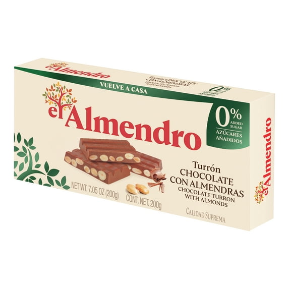 El Almendro Chocolate Turron with Almonds, 7.05 oz Box