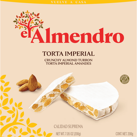 El Almendro Crunchy Almond Turron Torta Imperial Amandes, 7.05 oz Box