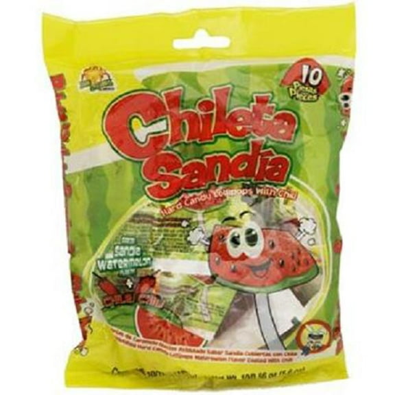 El Azteca, Chileta Lollipops Sandia W/Chili - Bag, Count 10 - Sugar Candy / Grab Varieties & Flavors