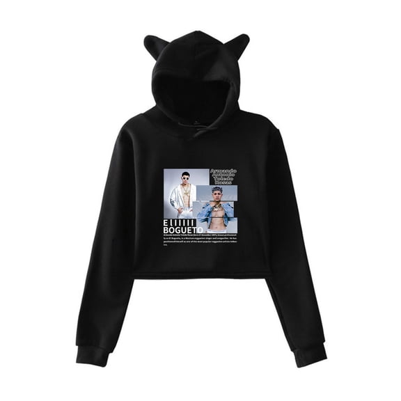 El Bogueto Merch Hoodie Cat Ear Fashion Street Trend Women's Short Hoodie Sportswear