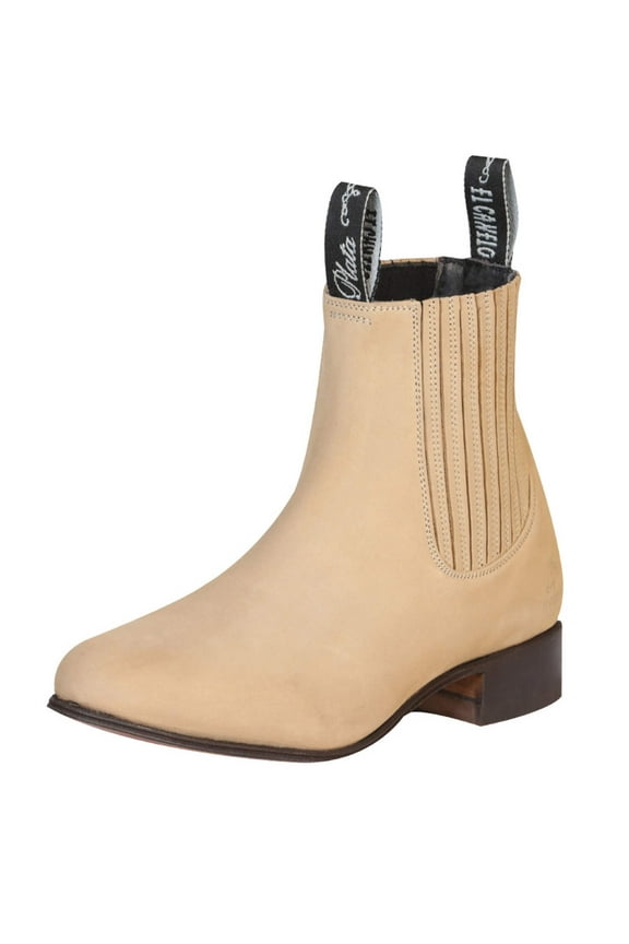 Men's Nubuck Leather Classic Charro Ankle Boots 'El Canelo' Atlas Sand 228