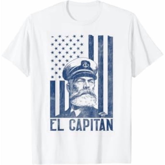 El Capitán Boat Captain American Flag T-Shirt