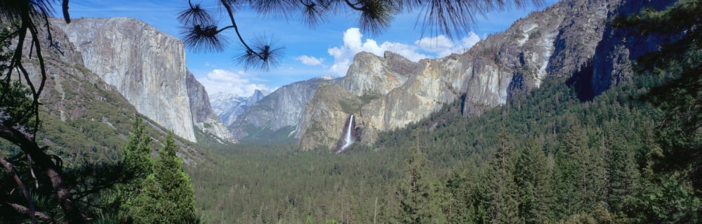 El Capitan Bridalveil Falls and Half Dome in Yosemite California Canvas Art - Panoramic Images (36 x 12)