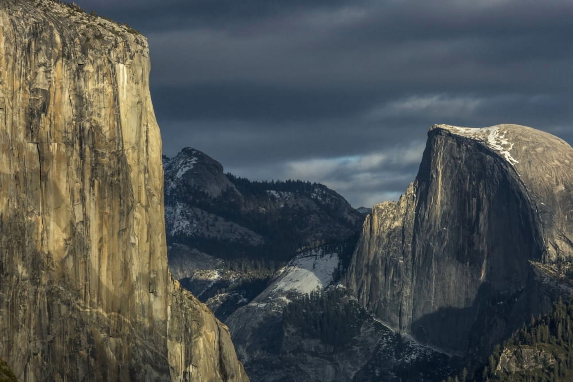 El Capitan and Half Dome in late afternoon winter light as seen from Turtleback Dome in Yosemite National Park California United States of America Canvas Art - Tracy Barbutes Design Pics (19 x 12)