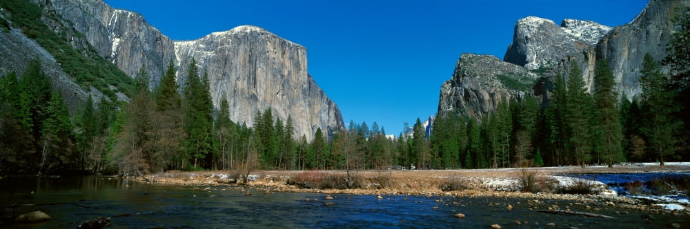 El Capitan Mountain And The Merced River Yosemite National Park California Canvas Art - Panoramic Images (27 x 9)