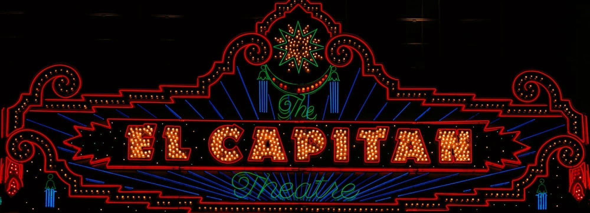 El Capitan Theatre sign in Hollywood California Canvas Art - Panoramic Images (36 x 12)