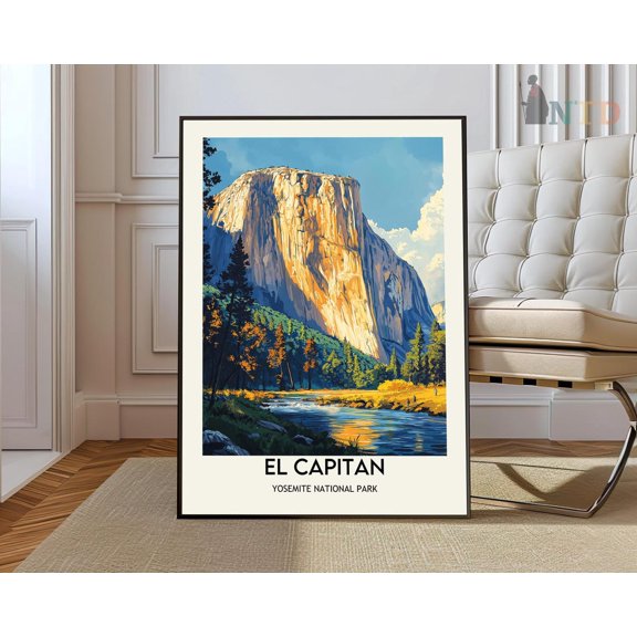 El Capitan Yosemite Poster, Iconic Granite Cliff Landscape Decor