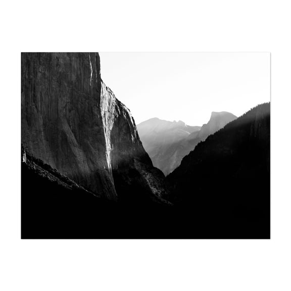 El Capitan sunrise - California Photography Black and White Nature Landscape Mountain Scenic Wilderness Moody Unframed Wall Art Print 8 x 10 inches