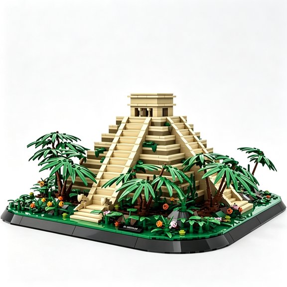 El Castillo Pyramid Building Blocks Sets Mexico Architecture Building Block Toys for Adults Mayan Pyramid Model 1346+PCS