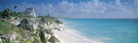 El Castillo Quintana Roo Caribbean Sea Tulum Mexico Canvas Art - Panoramic Images (36 x 12)