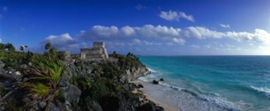 El Castillo Tulum Mexico Canvas Art - Panoramic Images (30 x 13)