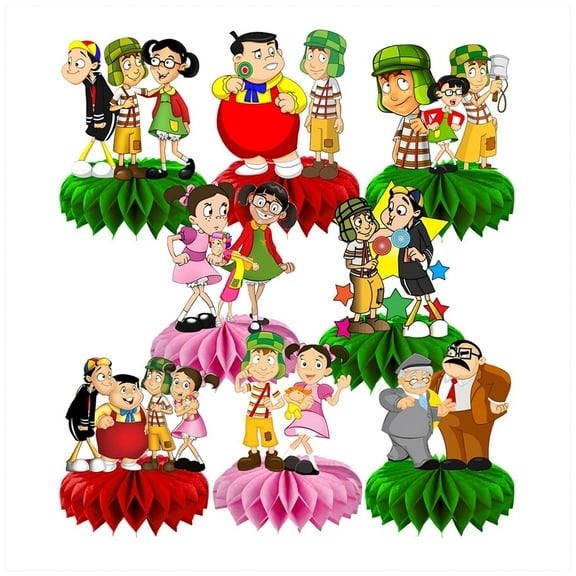 El Chavo del Ocho Centerpieces for Tables, 8pcs 3D Double Side El Chavo del Ocho Honeycomb Centerpieces for El Chavo del Ocho Themed Party Decorations