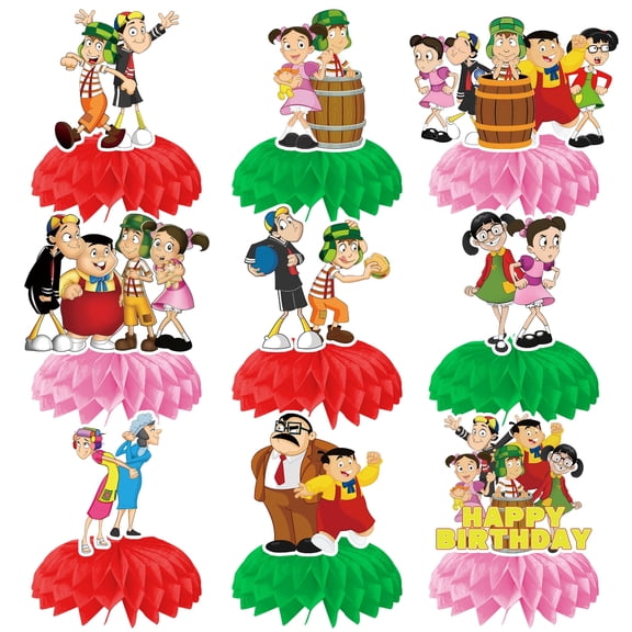 El Chavo del Ocho Party Supply for Tables,9 pcs 3D Double Side El Chavo del Ocho Honeycomb Centerpieces for El Chavo del Ocho Birthday Party Decorations