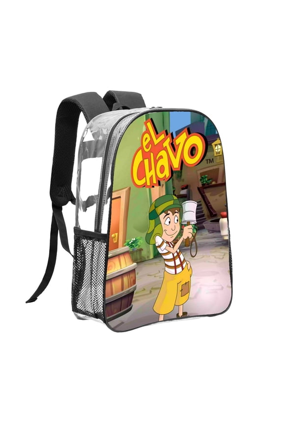 El Chavo del Ocho-theme Clear Backpack Heavy Duty Transparent Bag See Through Bookbag for Work, Sport, College, Travel12.2X16.9"(31X43cm)